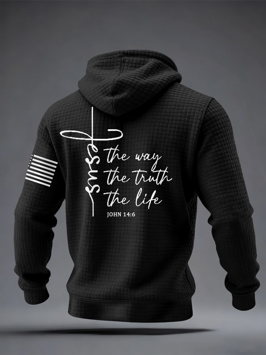 Men's Jesus The Way The Truth The Life Checkered Hoodie