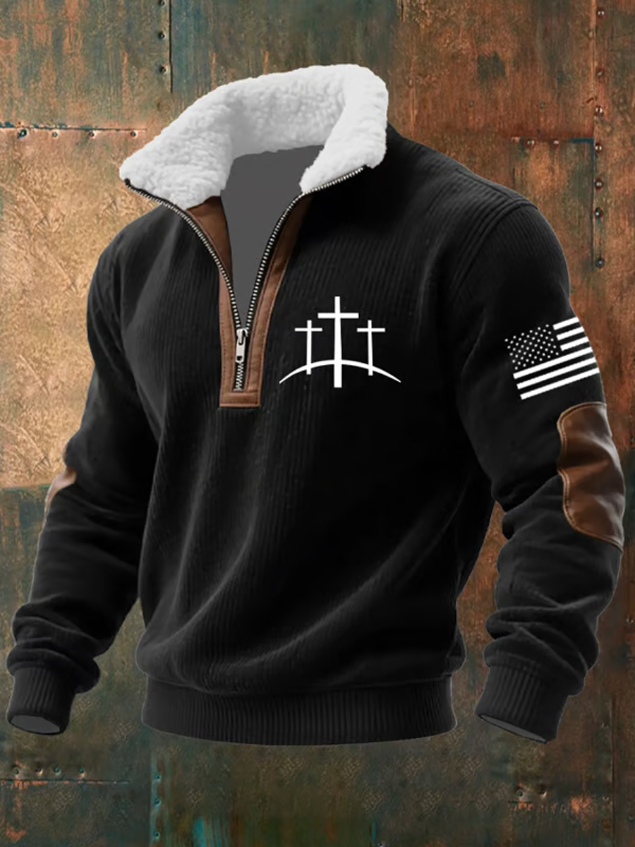 Men's Faith Cross Baggy Zip-up Hoodie