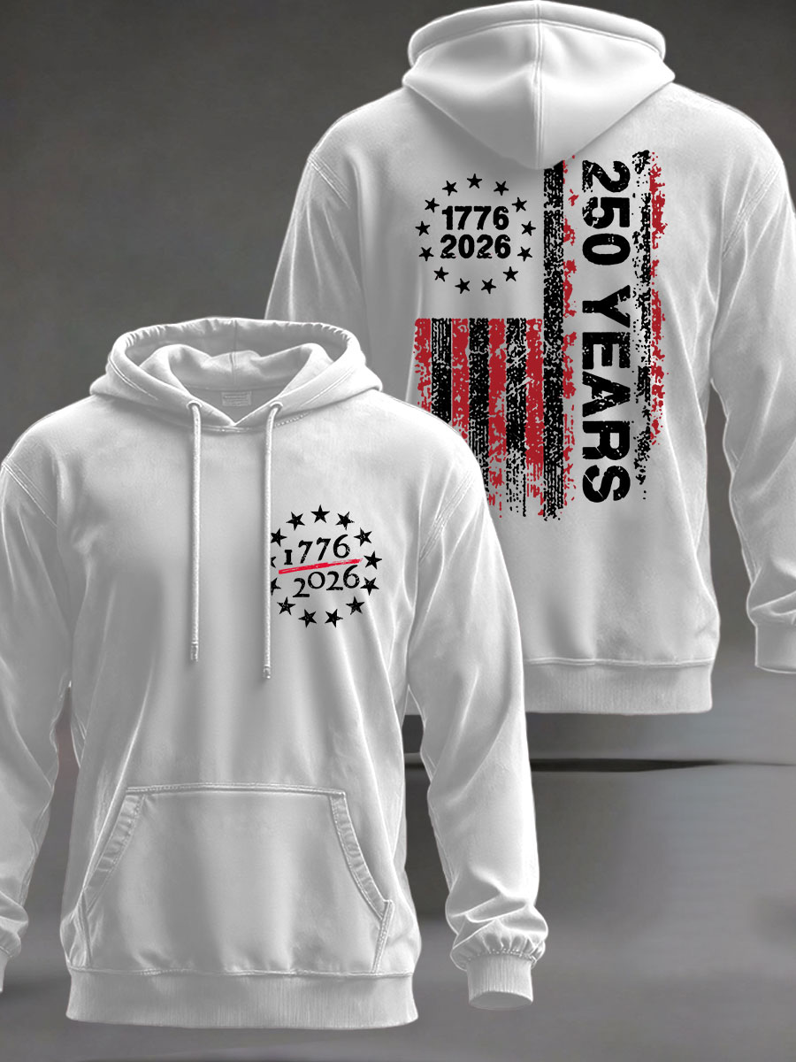 Men's 250 Years Printed Casual Hoodie