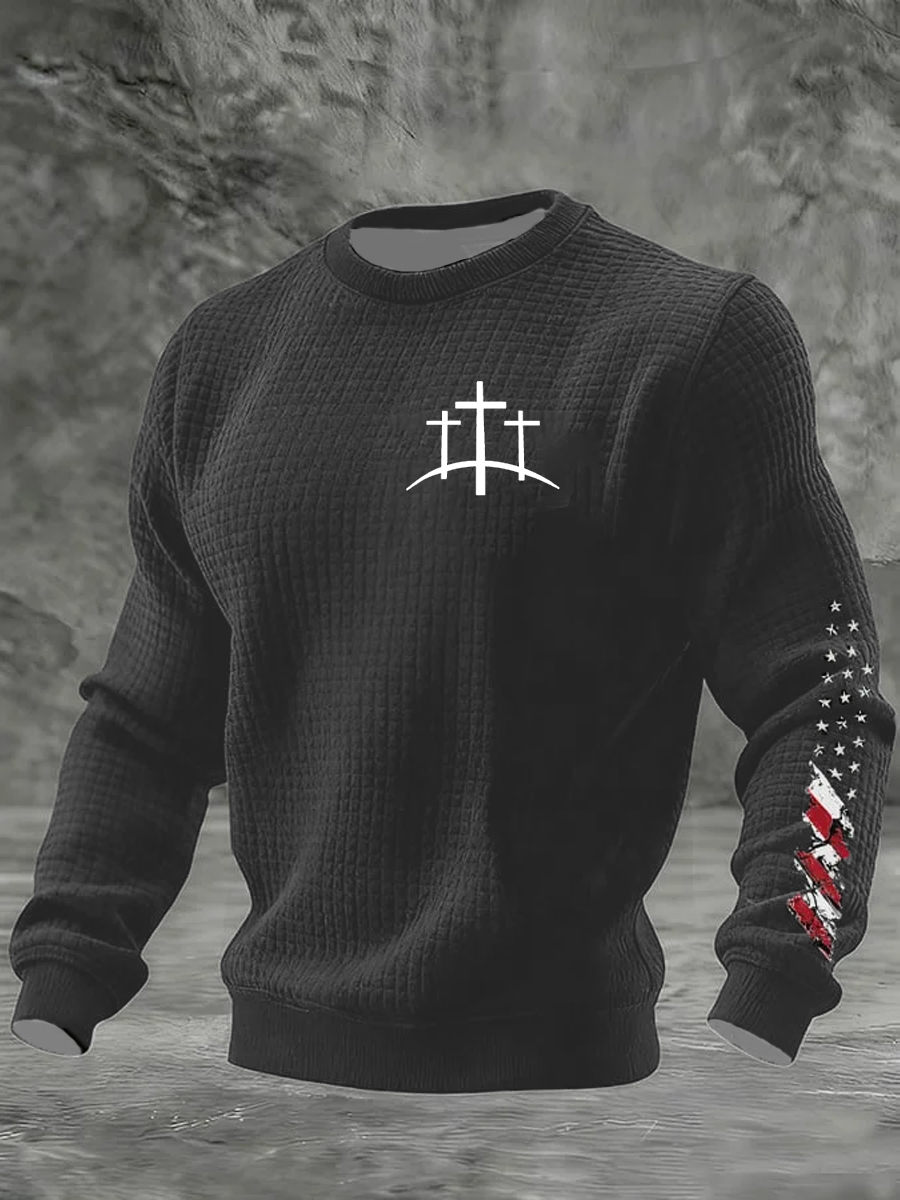 Men's Faith Cross Checkered Cotton Hoodie