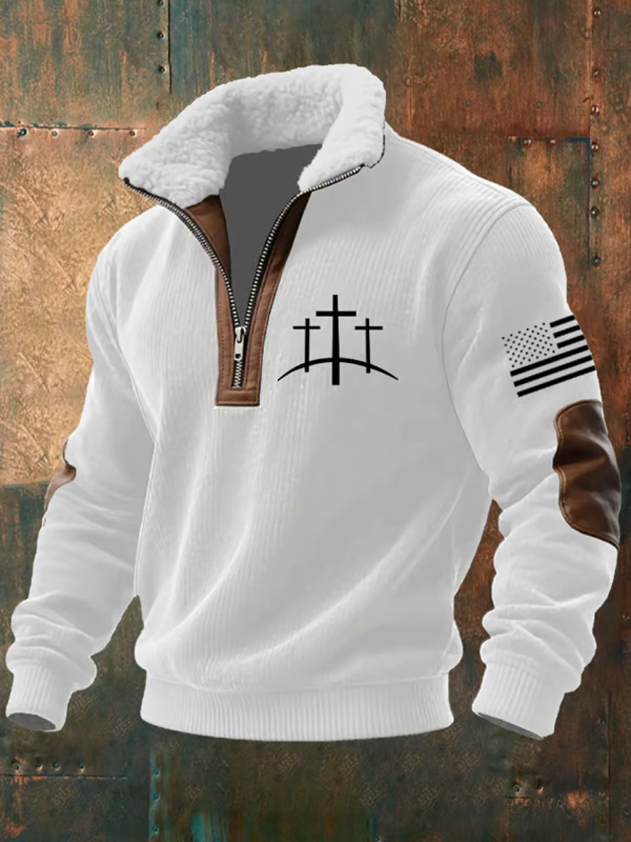 Men's Faith Cross Baggy Zip-up Hoodie