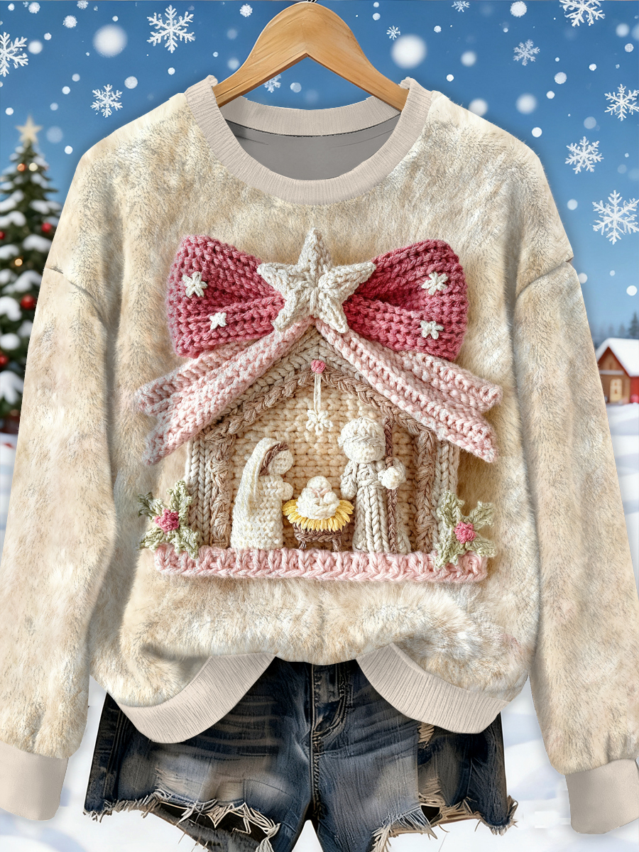 Gorgeous Christmas Jesus Pattern Casual Long Sleeved Sweatshirt