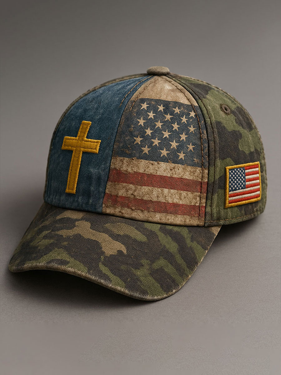 Unisex Flag Cross Camouflage Print Hat
