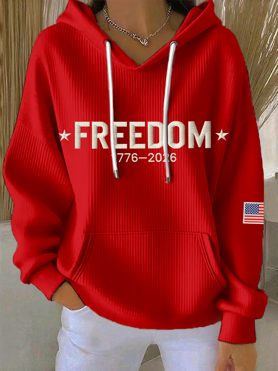 Women's America Freedom 1776–2026 Embroidered Pattern Hoodie