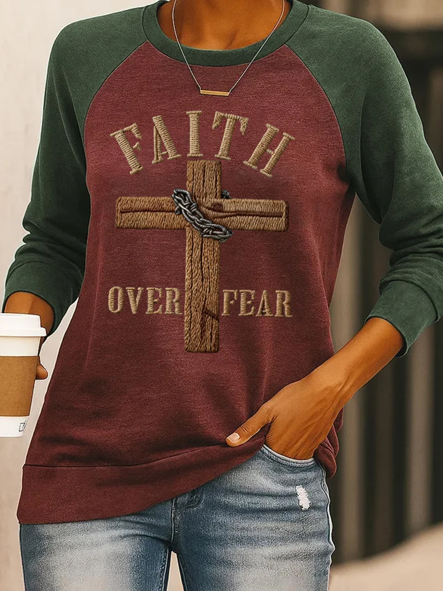 Women's Faith Over Fear Cross Print Sweatshirt