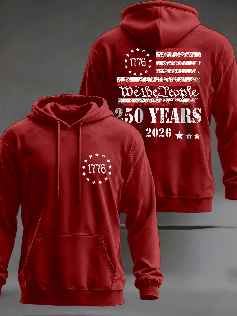 Men's 250 Years Printed Casual Hoodie