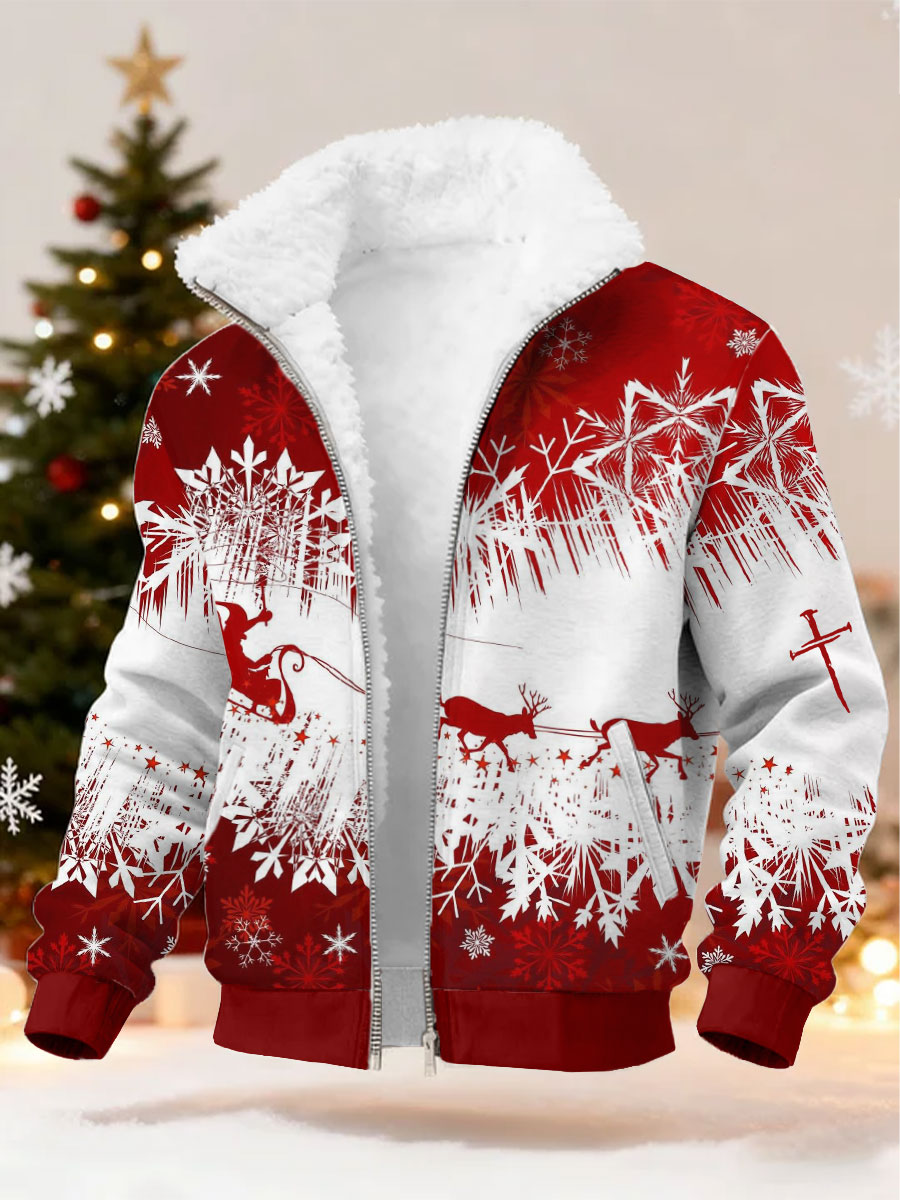 Men's Christmas Cross Print Casual Jacket
