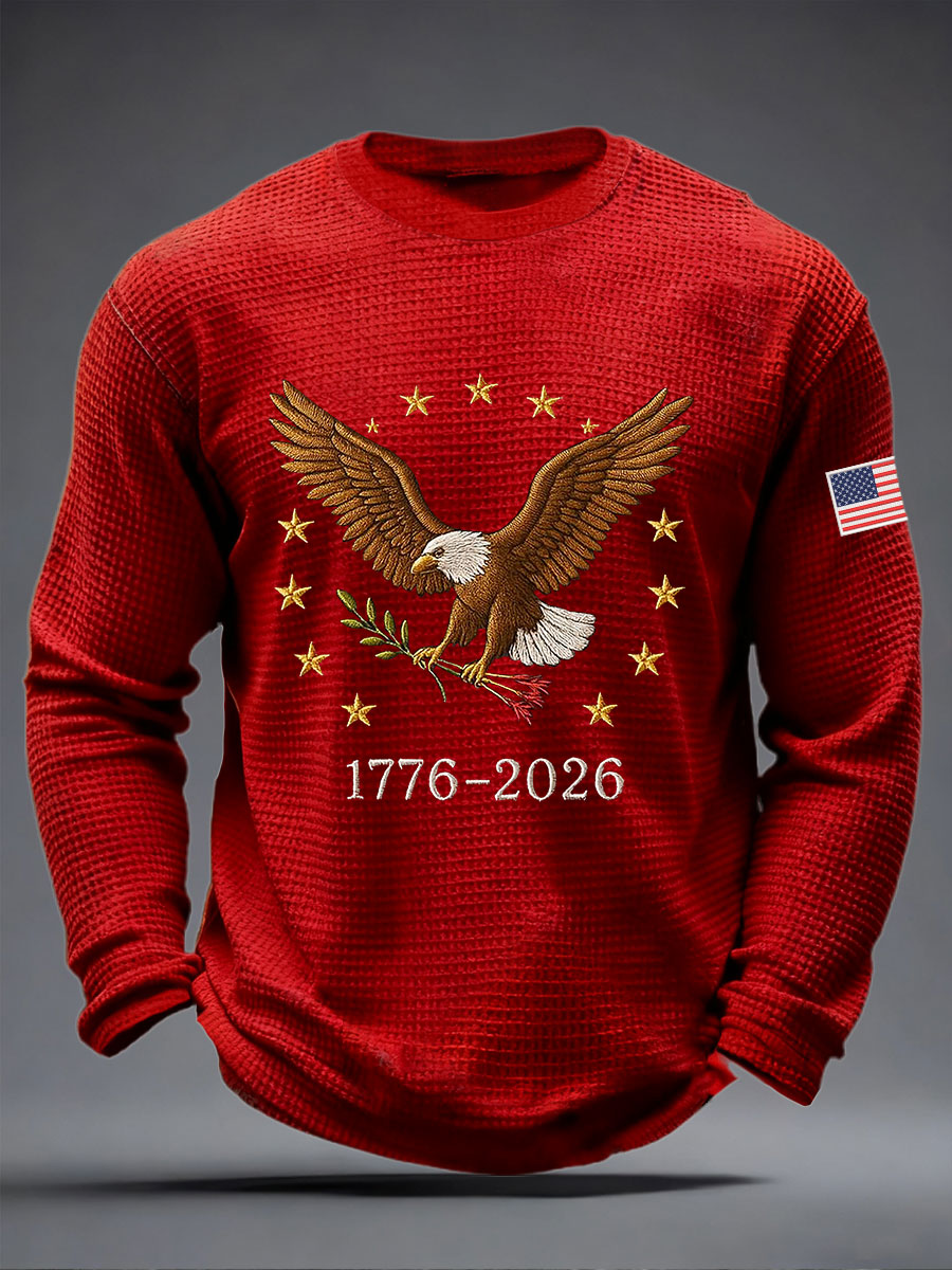 Men's 250th Waffle Print Casual T-Shirt