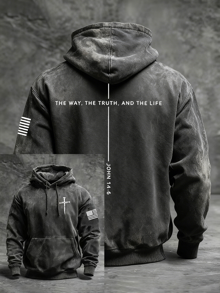 Men's Jesus The Way The Truth The Life Cross Hoodie with Pockets