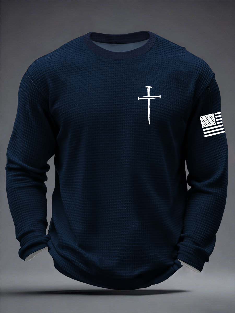 Men's Jesus The Way The Truth The Life Cross  Waffle Long Sleeve T-Shirt