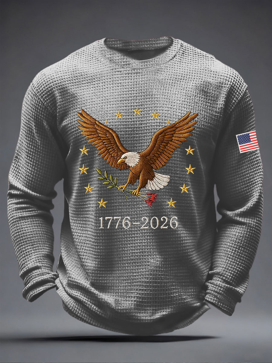 Men's 250th Waffle Print Casual T-Shirt