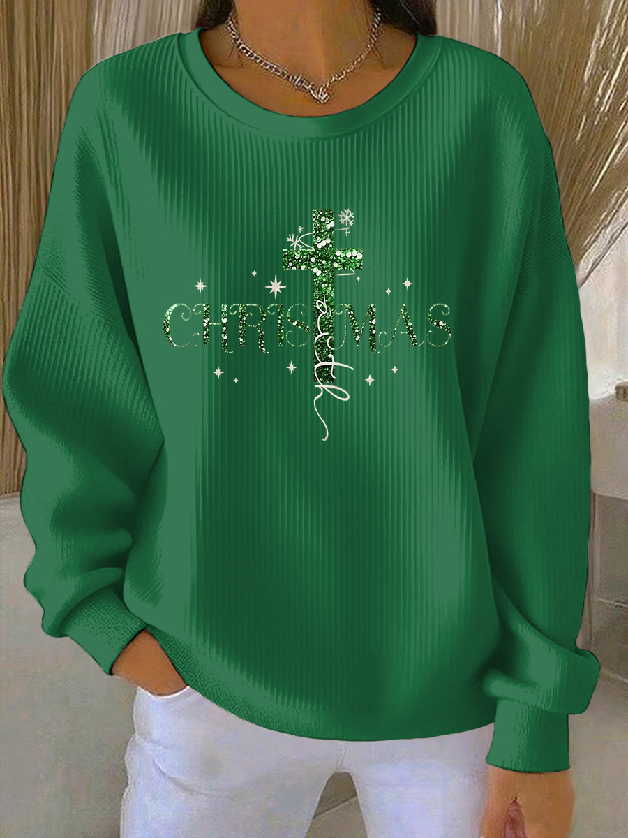 Women's Christmas Belief Print Casual Sweatshirt