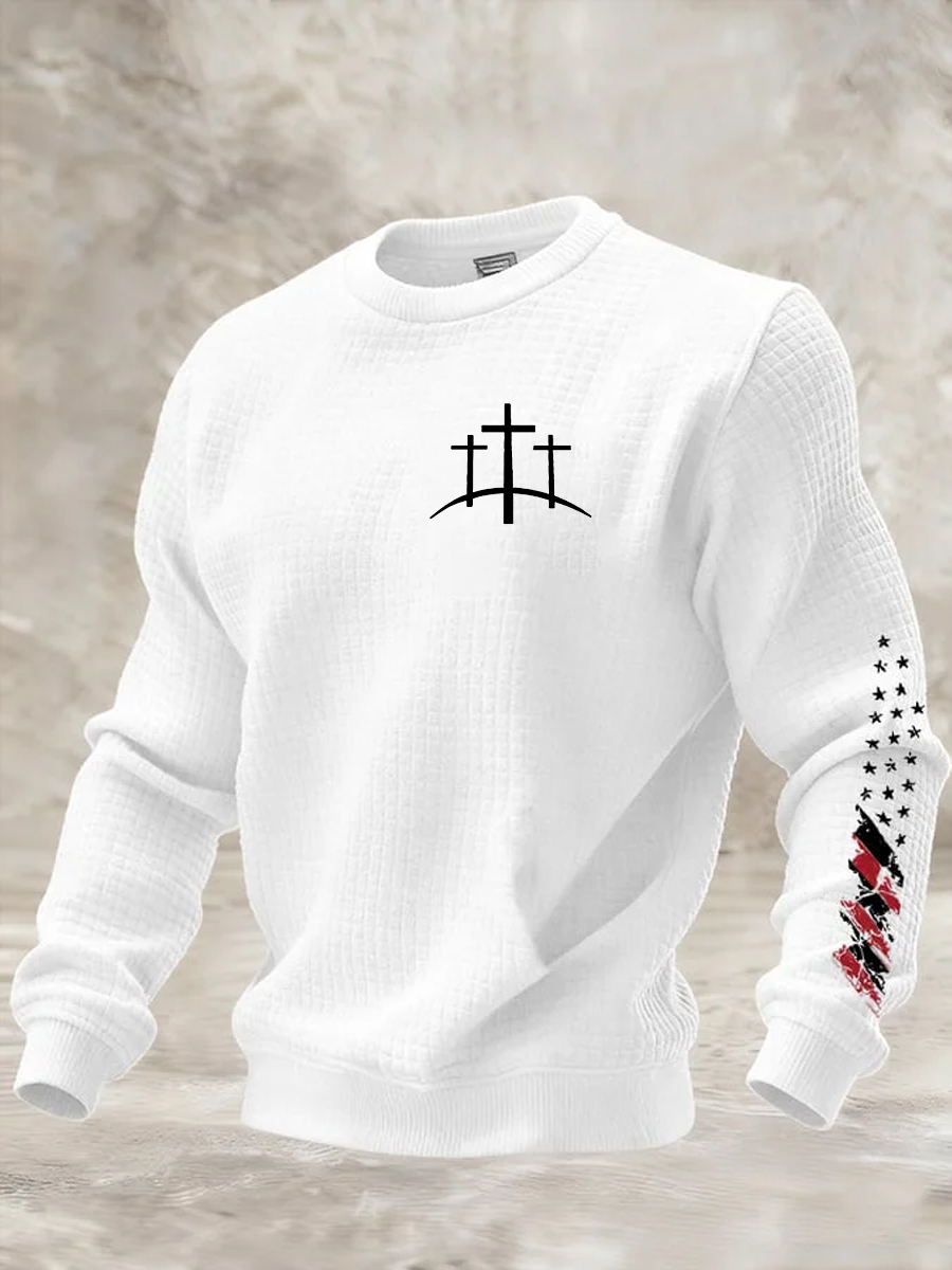 Men's Faith Cross Checkered Cotton Hoodie