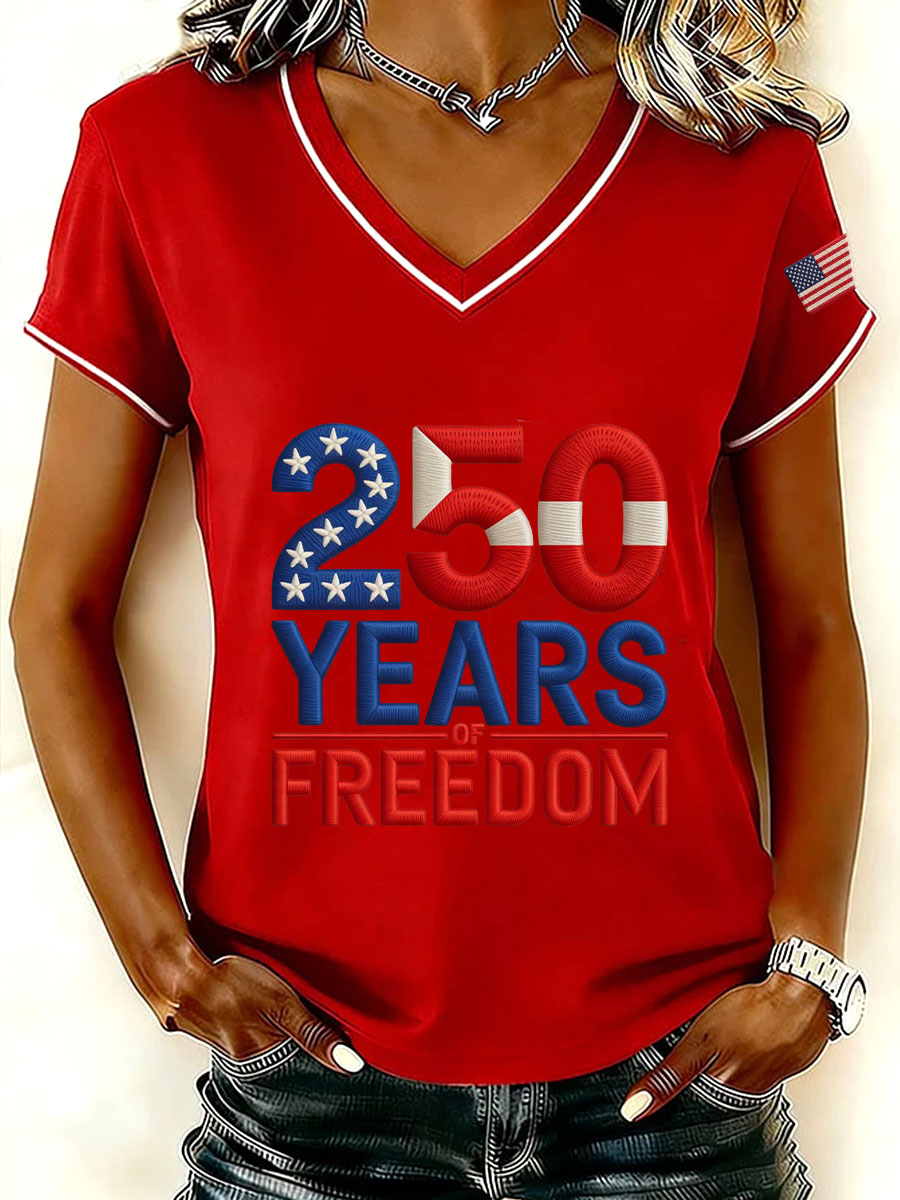 Women's 250 Years of Freedom V-Neck T-Shirts