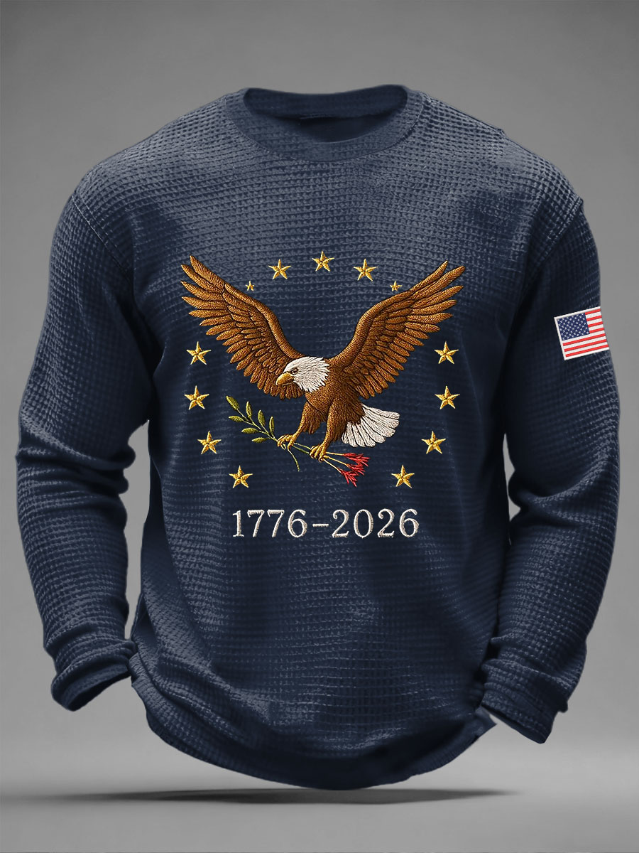 Men's 250th Waffle Print Casual T-Shirt