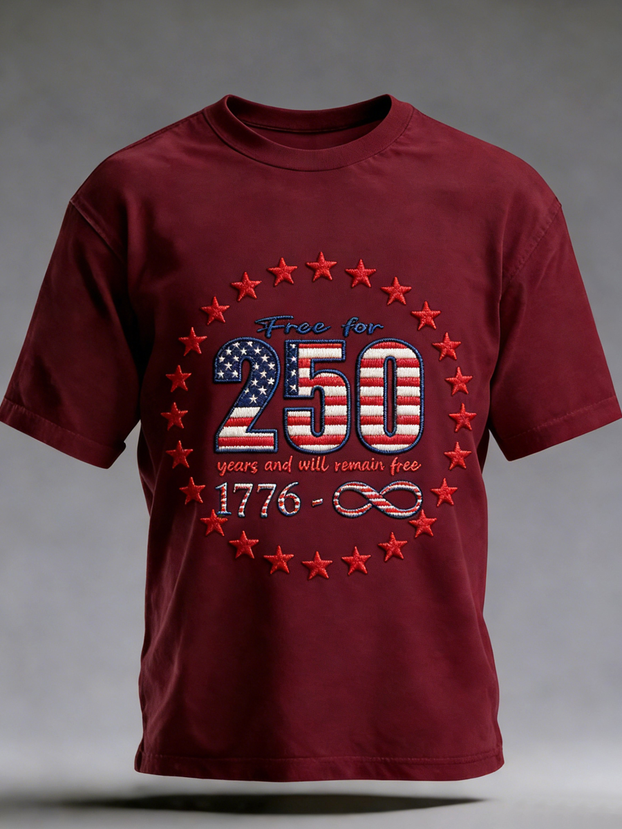 Men's 250th Anniversary Printed Vintage Fashion Loose Short Sleeve T-Shirt