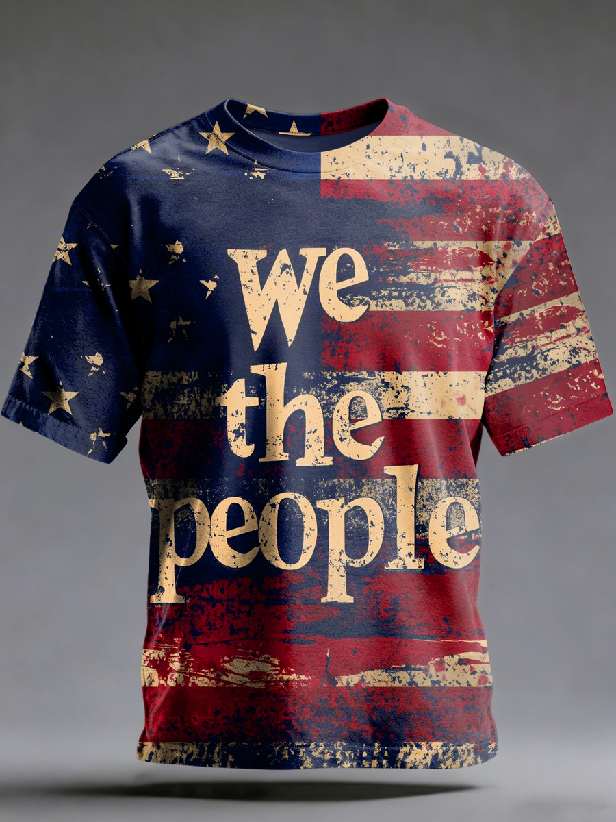 Men's 250th Printed Vintage Fashion Loose Short Sleeve T-Shirt