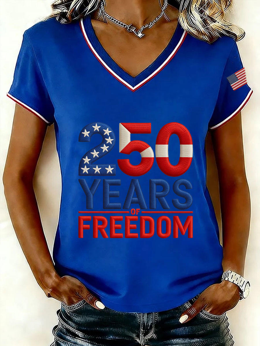 Women's 250 Years of Freedom V-Neck T-Shirts