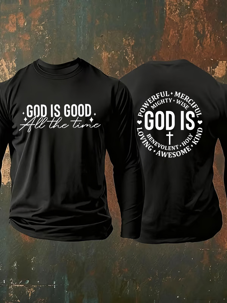 Men's God Is Good All The Time Casual Long Sleeve T-shirt