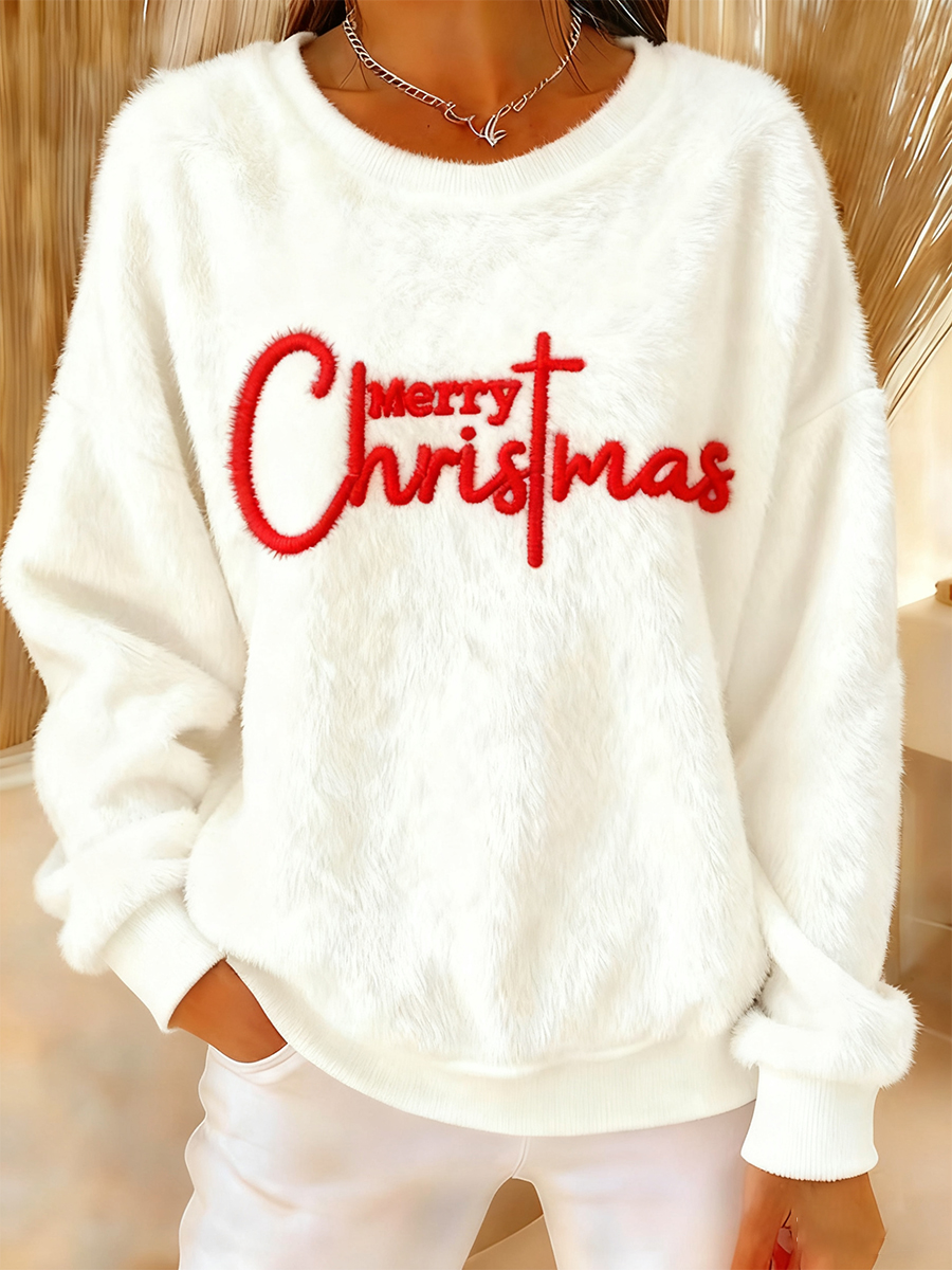 Women's Merry Christmas Christmas Cross Flannel Hoodie