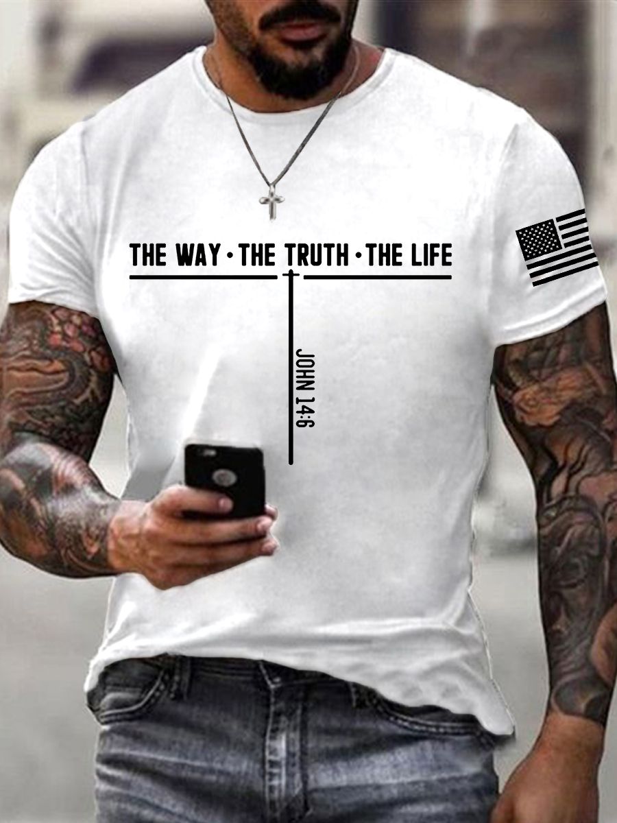 Men's Jesus The Way The Truth The Life Cross Short Sleeve T-shirt