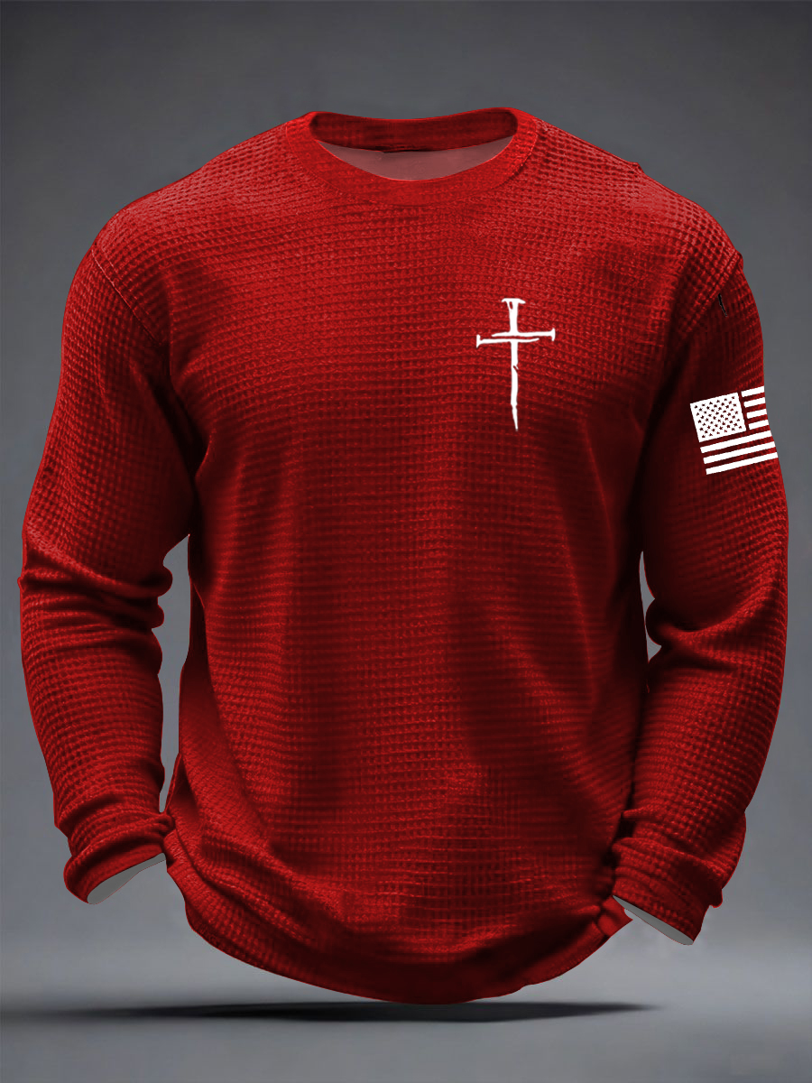 Men's Jesus The Way The Truth The Life Cross  Waffle Long Sleeve T-Shirt