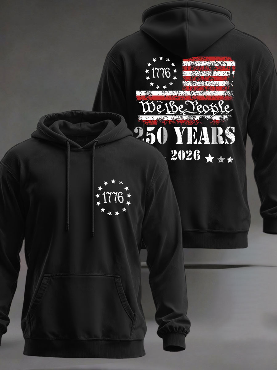 Men's 250 Years Printed Casual Hoodie