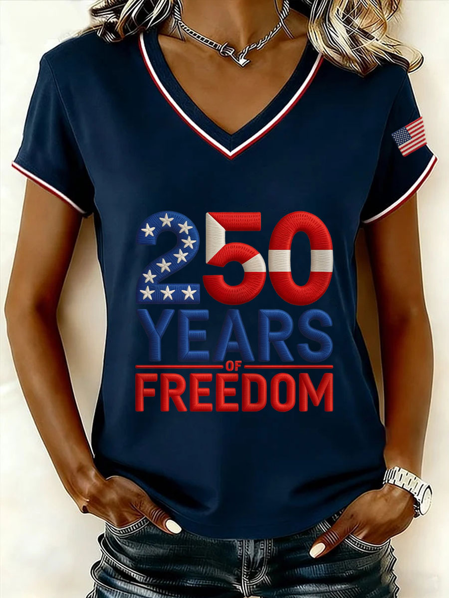Women's 250 Years of Freedom V-Neck T-Shirts