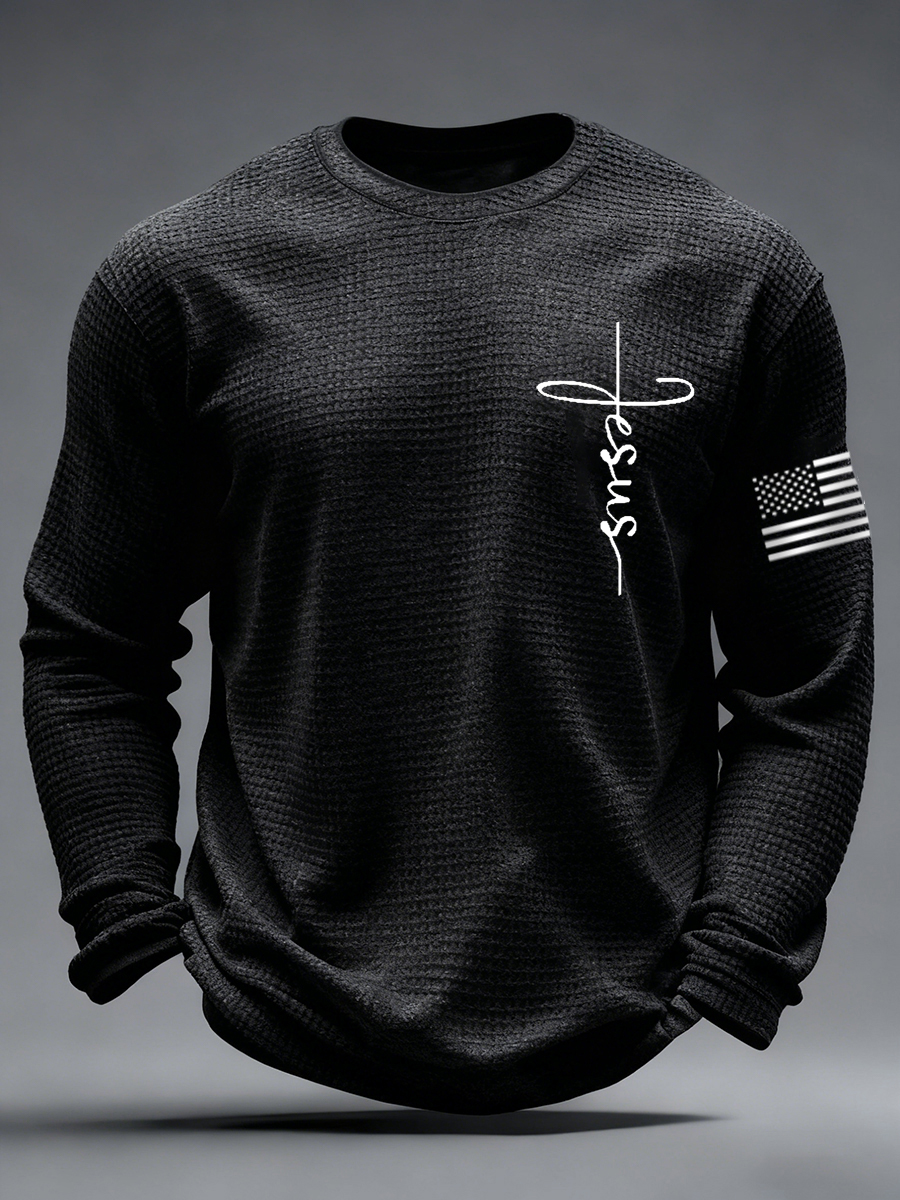 Men's Jesus The Way The Truth The Life Print Casual Long Sleeve T-Shirt