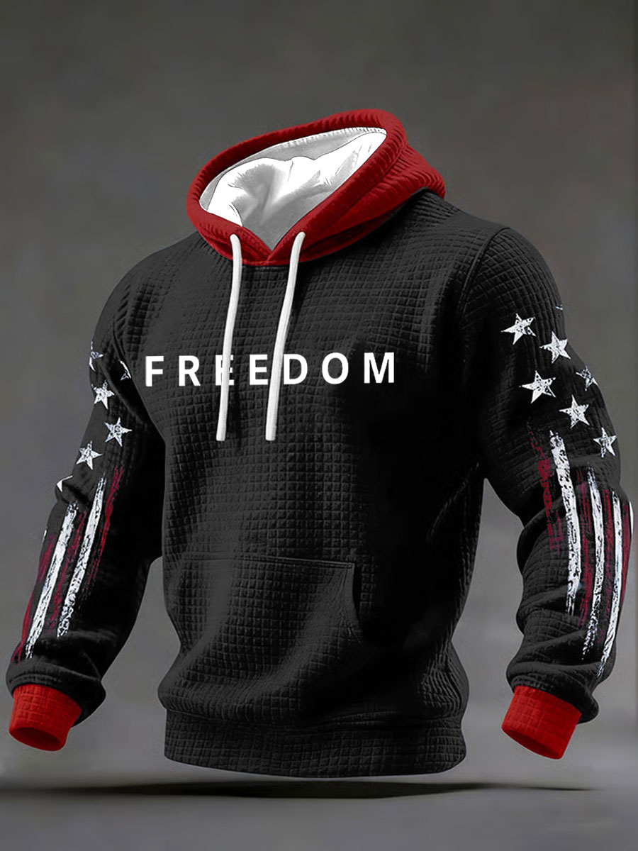 Men's Freedom Checkered Cotton Hoodie