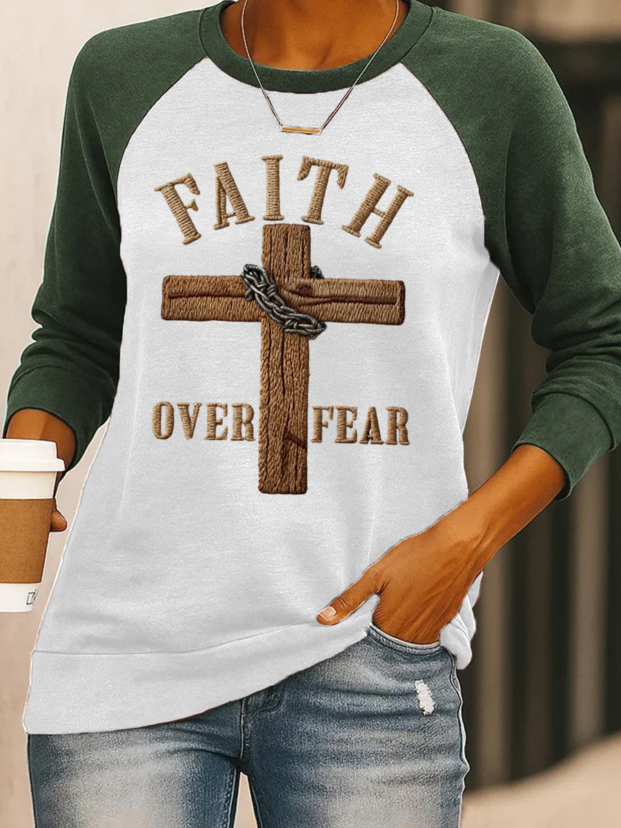 Women's Faith Over Fear Cross Print Sweatshirt