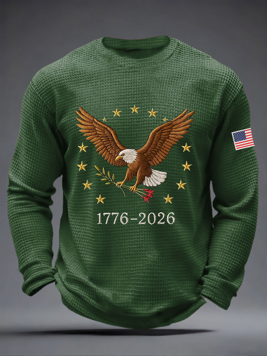 Men's 250th Waffle Print Casual T-Shirt