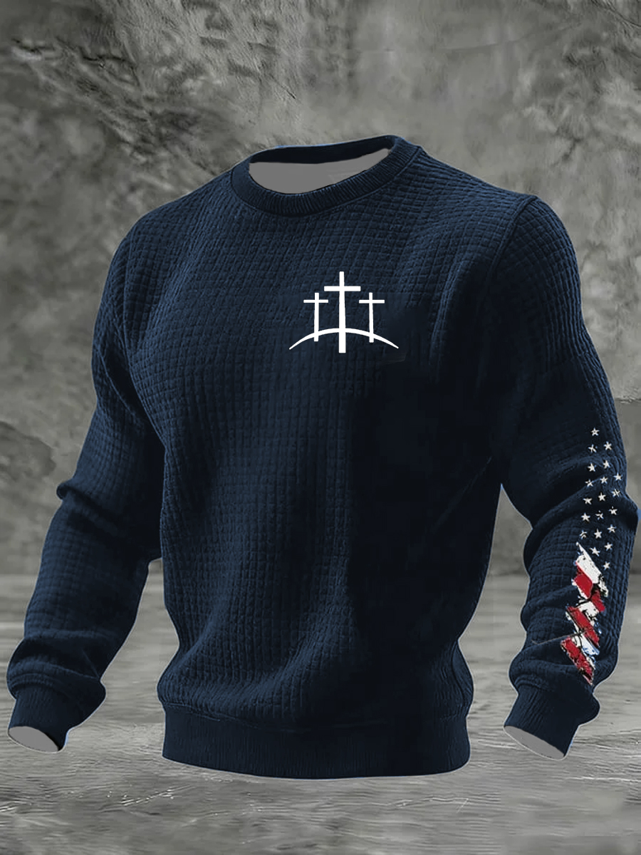 Men's Faith Cross Checkered Cotton Hoodie