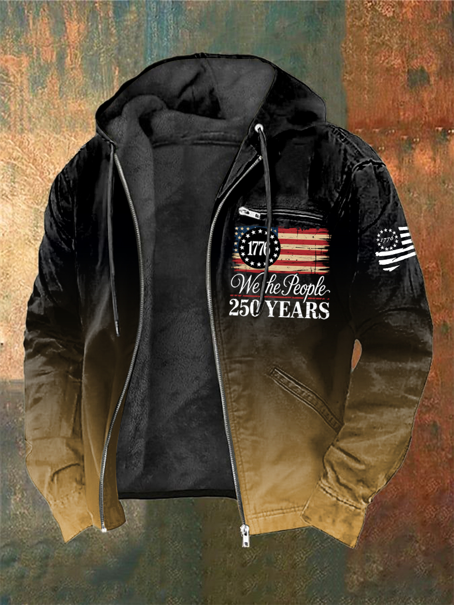 Men's 250th Commemorative Printed Long Sleeved Hooded Jacket