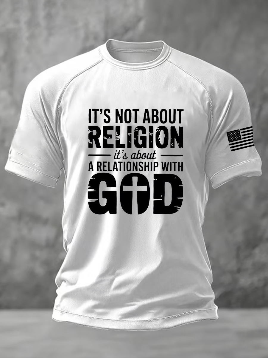 Men's It's Not a Religion It's a Relationship Faith Cross Short Sleeve T-shirt