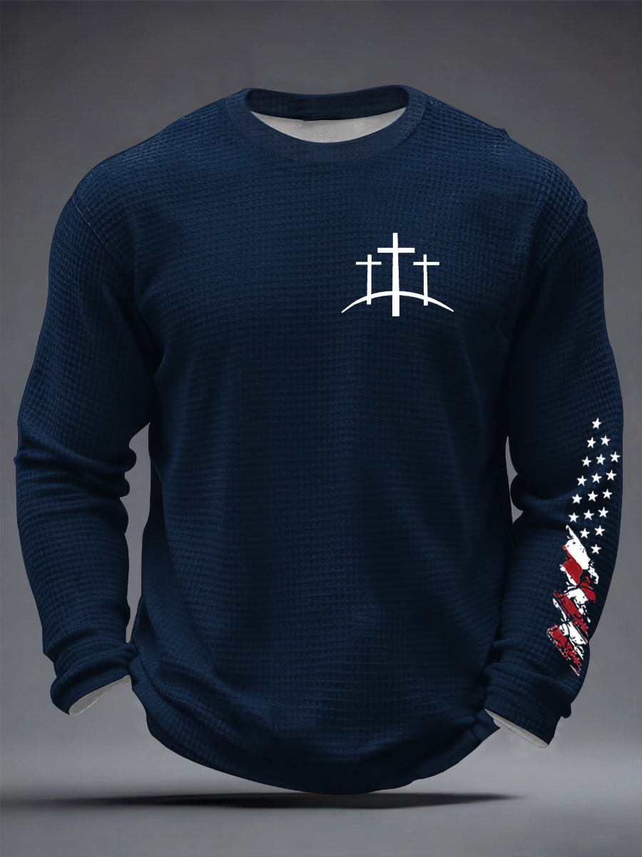 Men's Christian Cross Waffle Long Sleeve T-Shirt