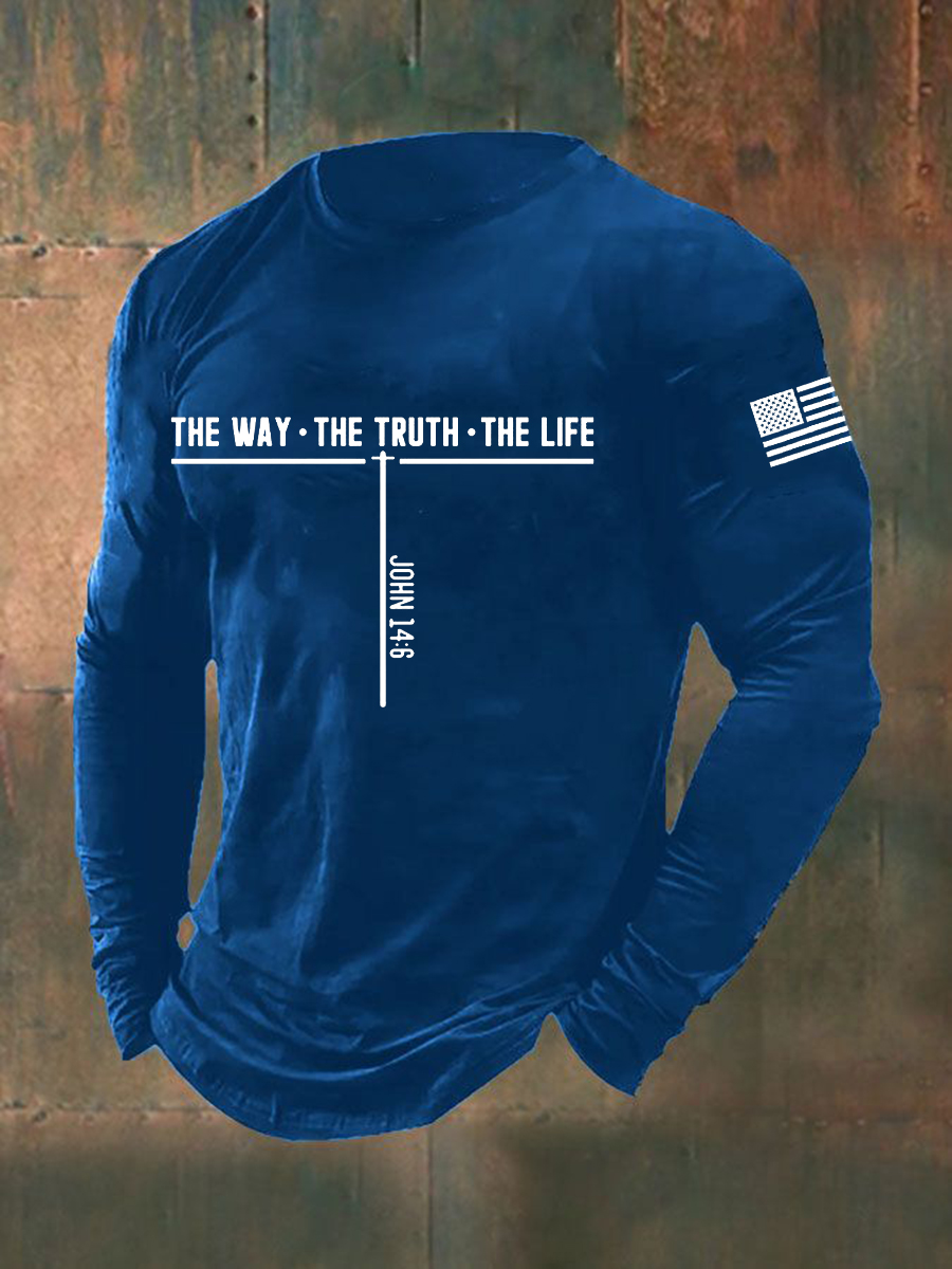 Men's Jesus The Way The Truth The Life Cross Long Sleeve T-shirt