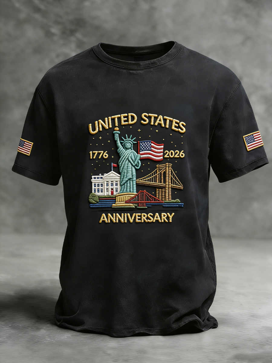 Retro 250th Anniversary Flag Casual T-Shirt