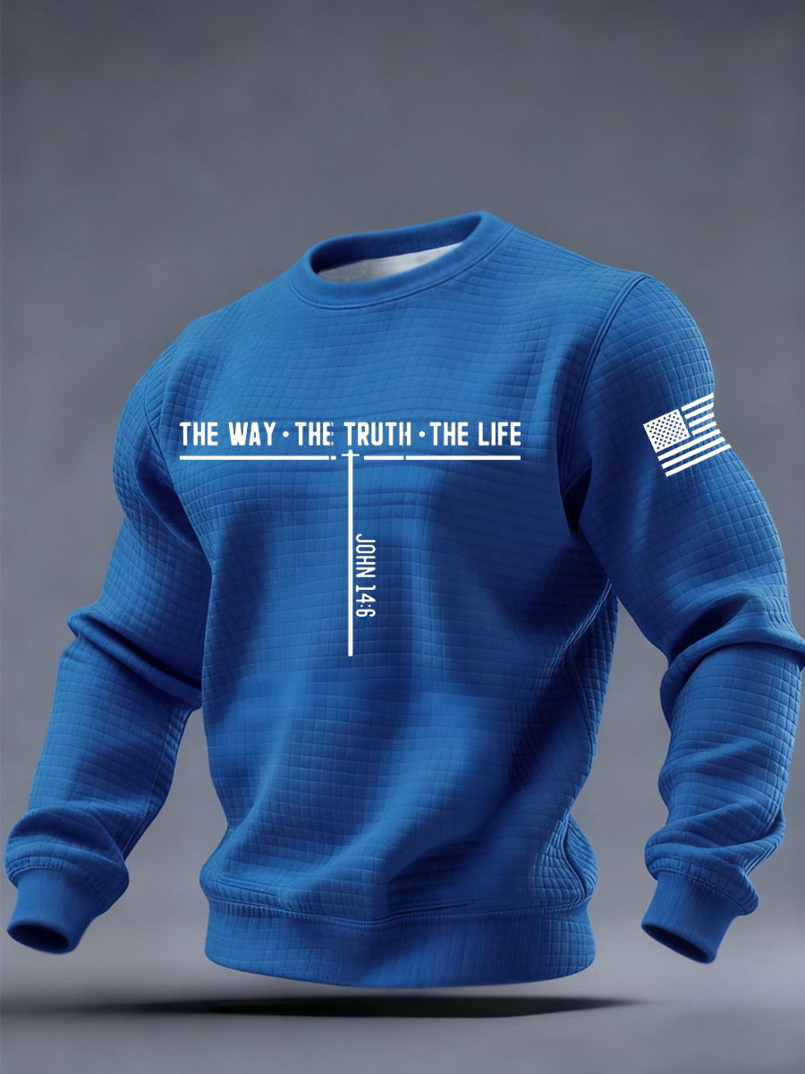 Men's Jesus The Way The Truth The Life Cross Checkered Cotton Hoodie