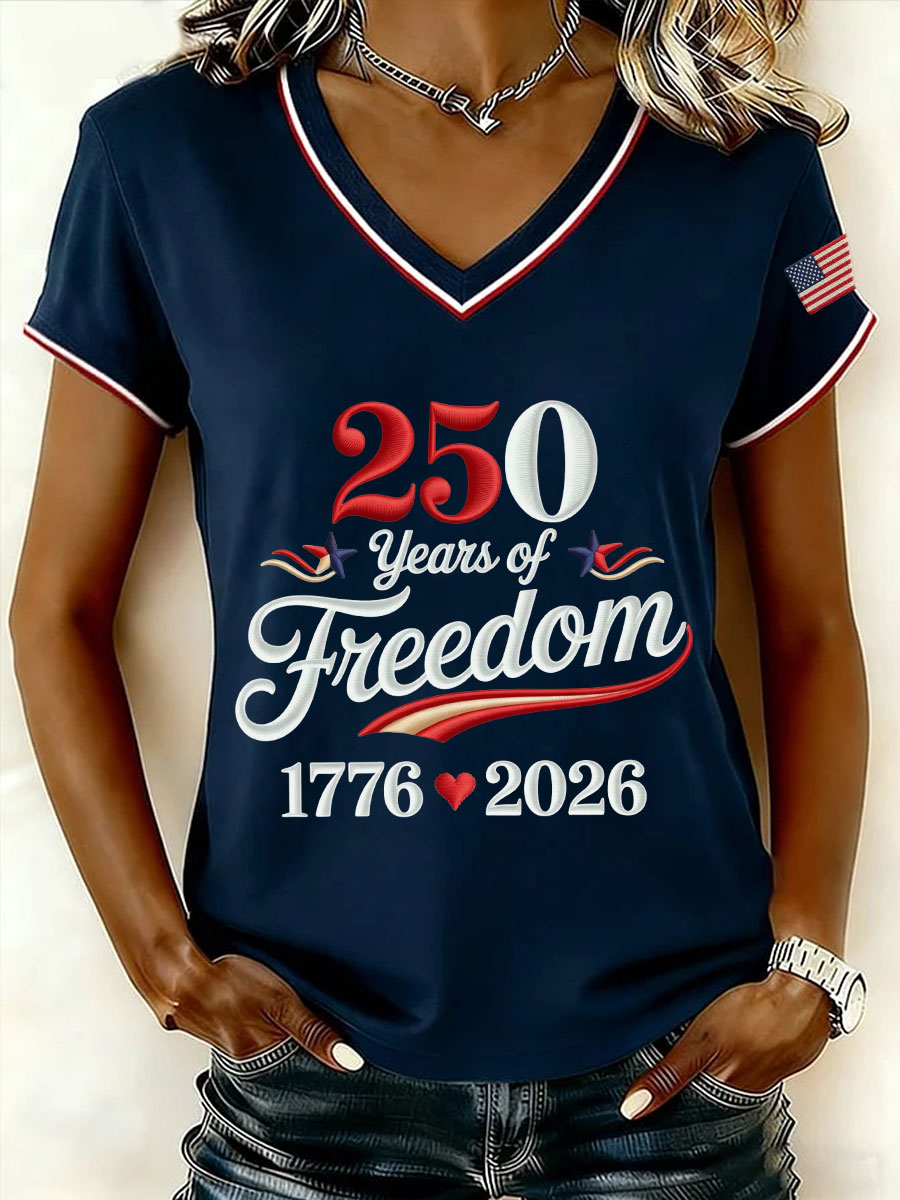 Women's 250 Years of Freedom V-Neck T-Shirts
