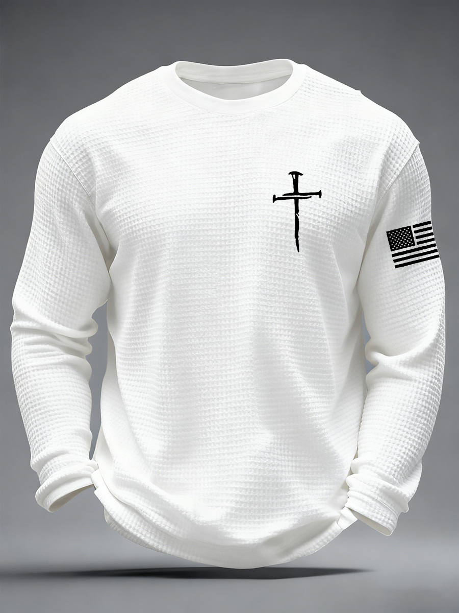 Men's Jesus The Way The Truth The Life Cross  Waffle Long Sleeve T-Shirt