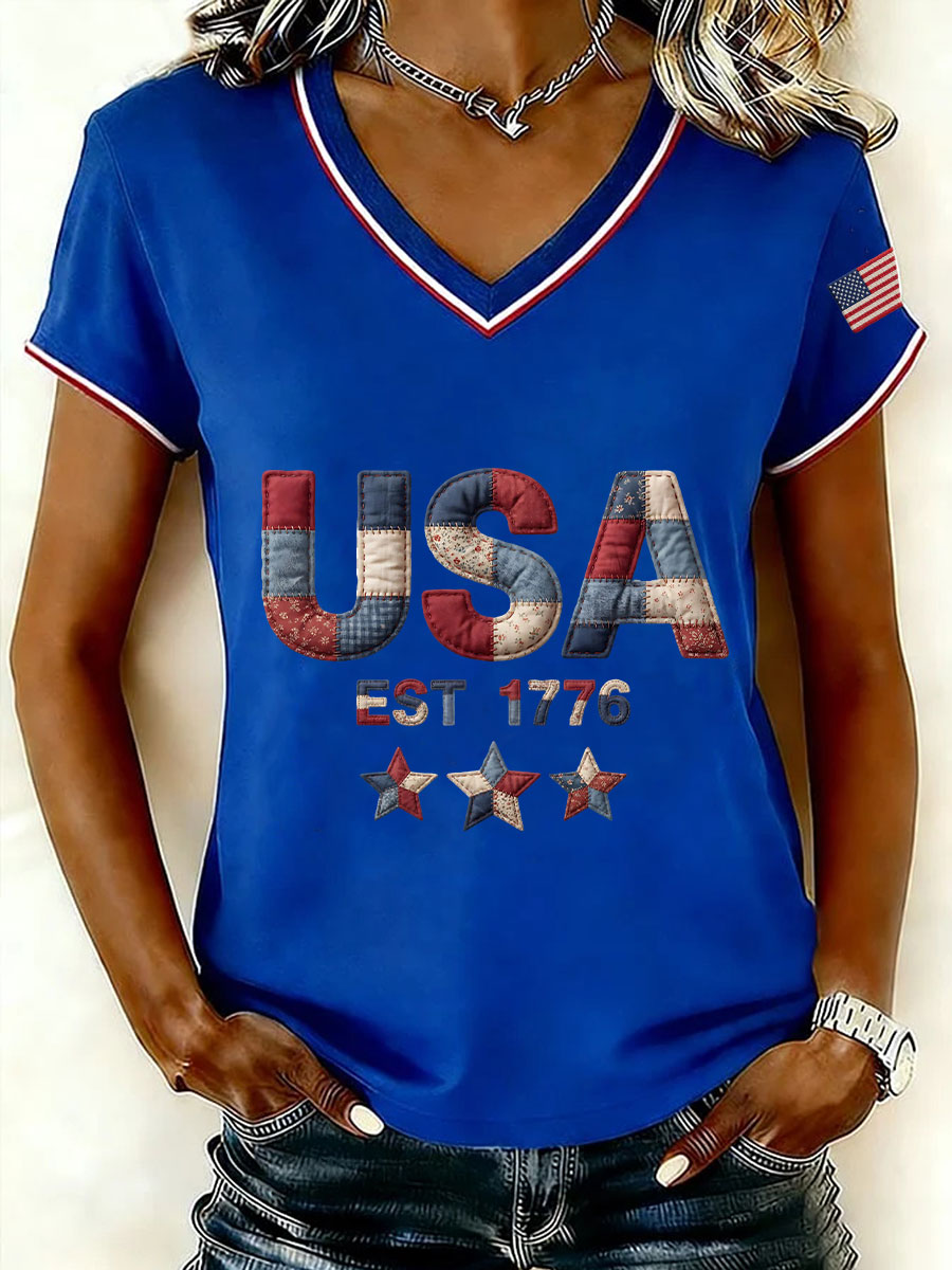 Women's USA 1776 V-Neck T-Shirts