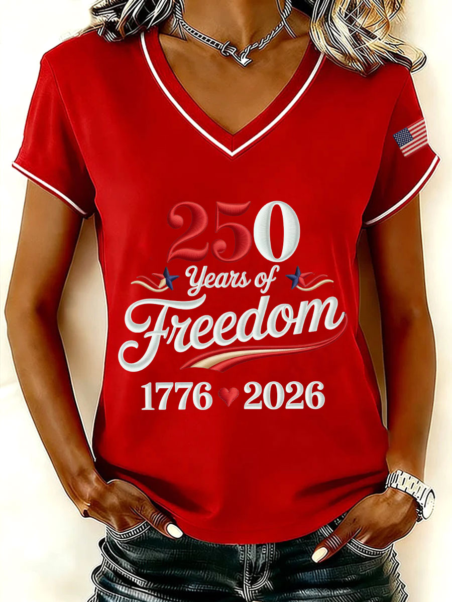 Women's 250 Years of Freedom V-Neck T-Shirts