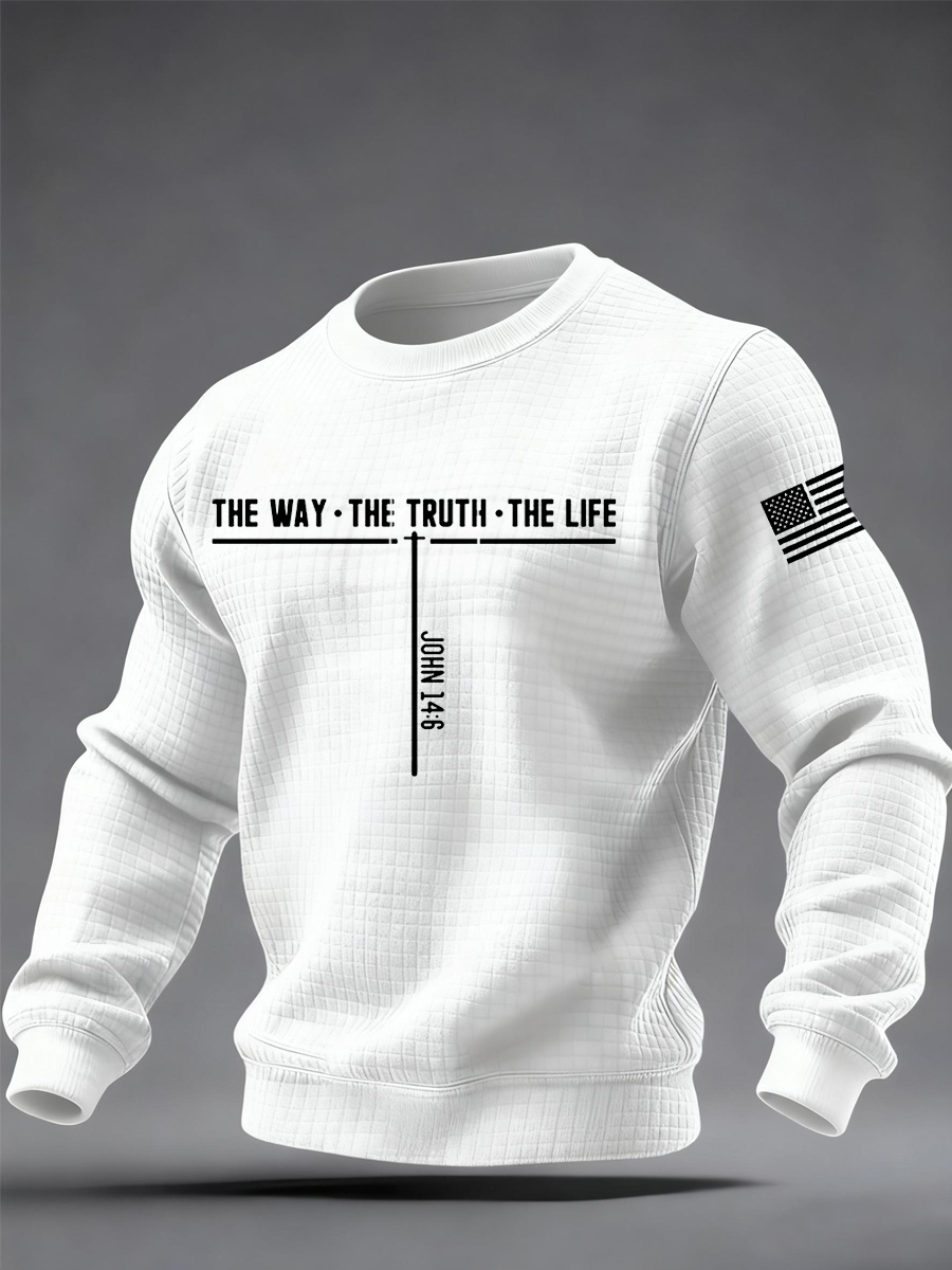 Men's Jesus The Way The Truth The Life Cross Checkered Cotton Hoodie