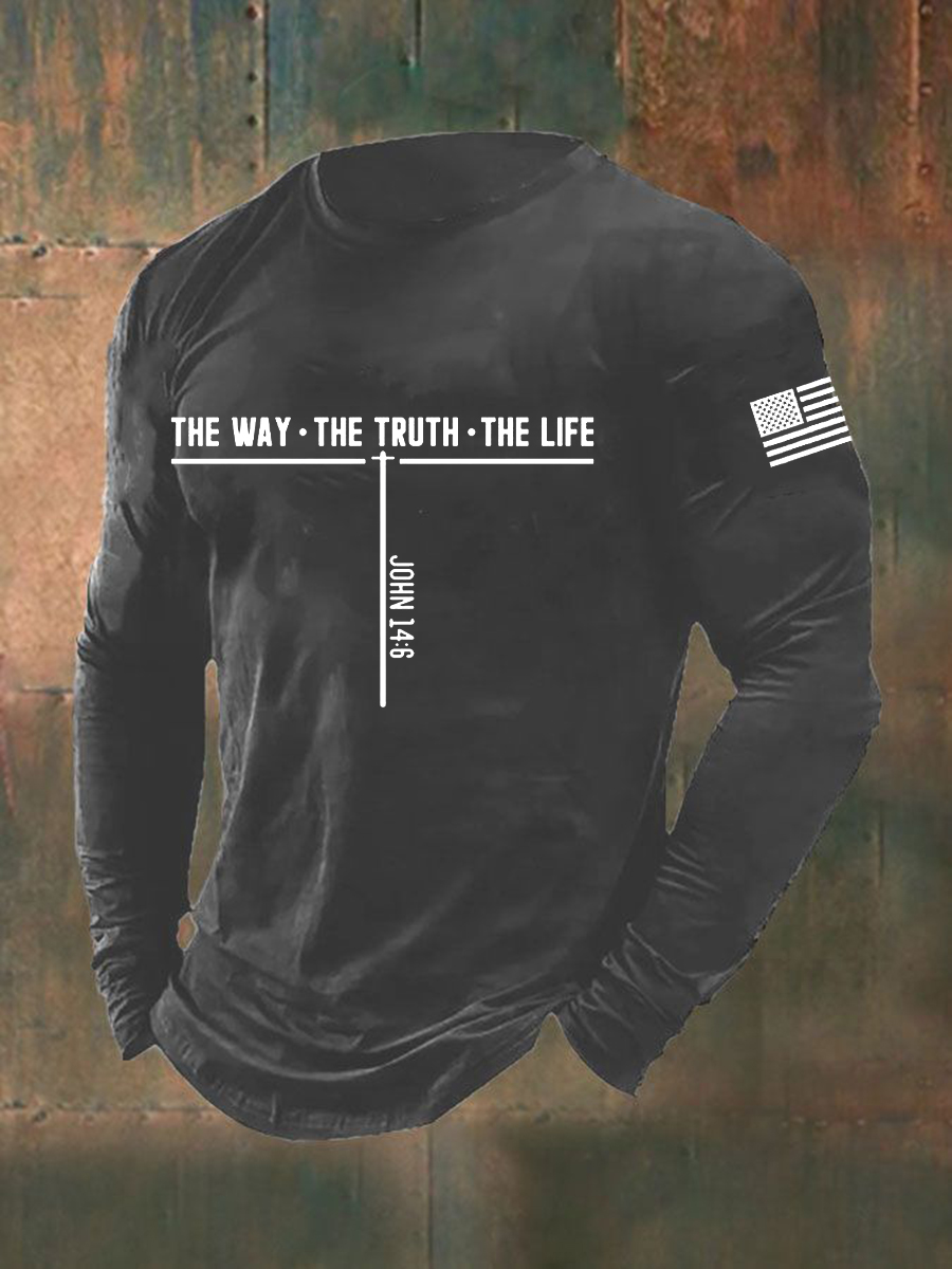 Men's Jesus The Way The Truth The Life Cross Long Sleeve T-shirt