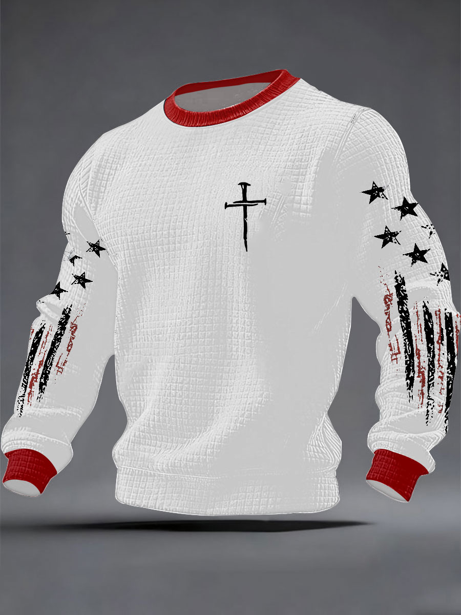 Men's Faith Cross Checkered Cotton Hoodie