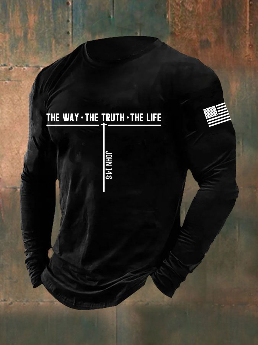 Men's Jesus The Way The Truth The Life Cross Long Sleeve T-shirt