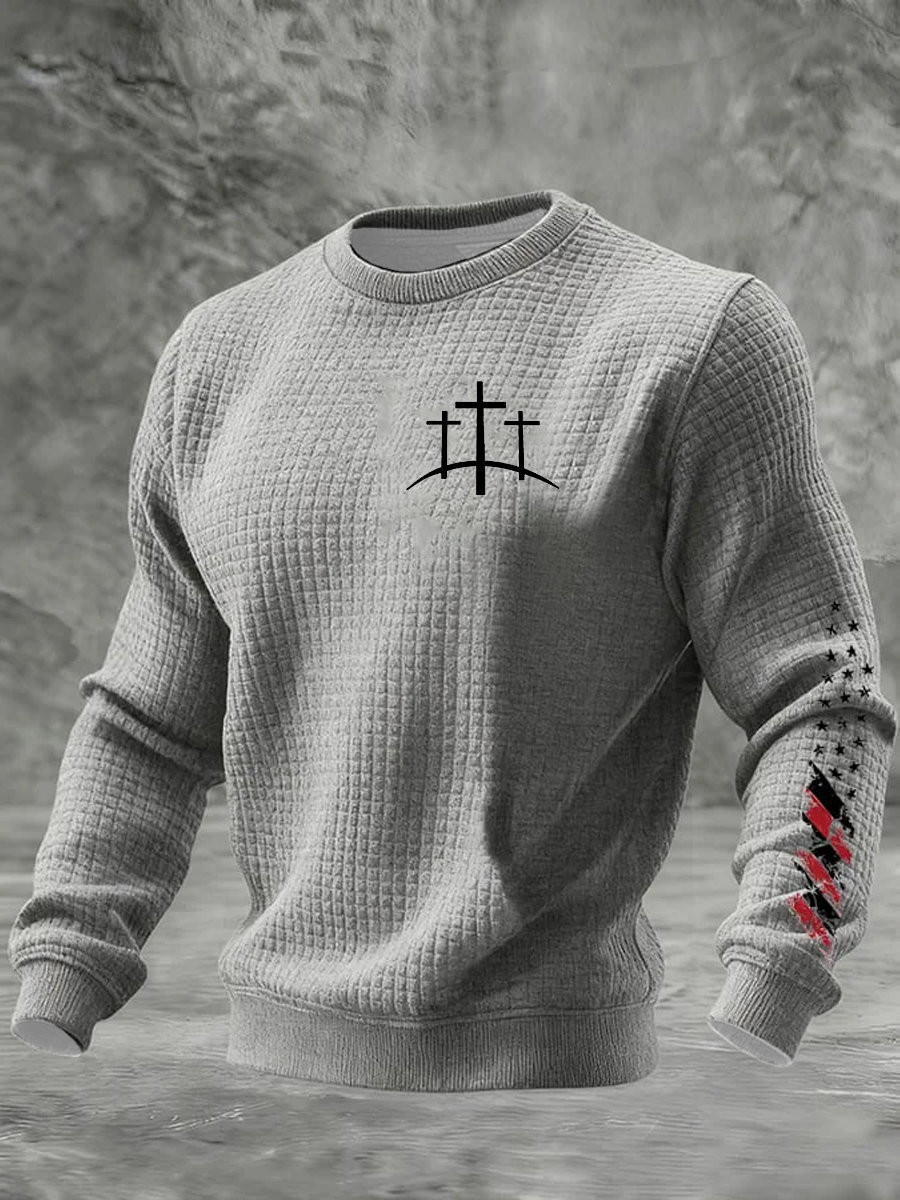 Men's Faith Cross Checkered Cotton Hoodie