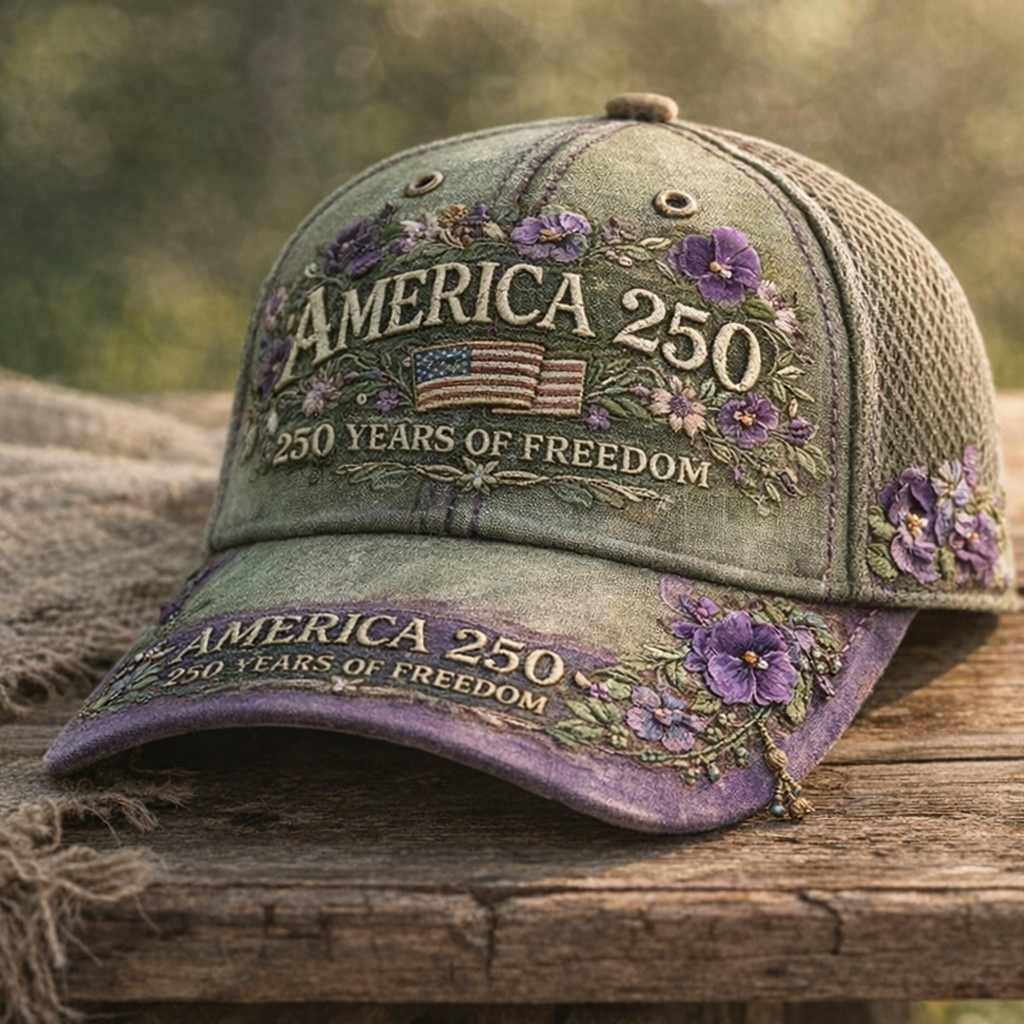 Retro Floral 250th Anniversary Art Print Casual Hat