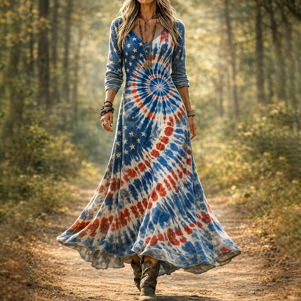 🎉Valentine's Day Special: Free Shipping🚚Women's American 250th Anniversary Art and Casual Print Dress